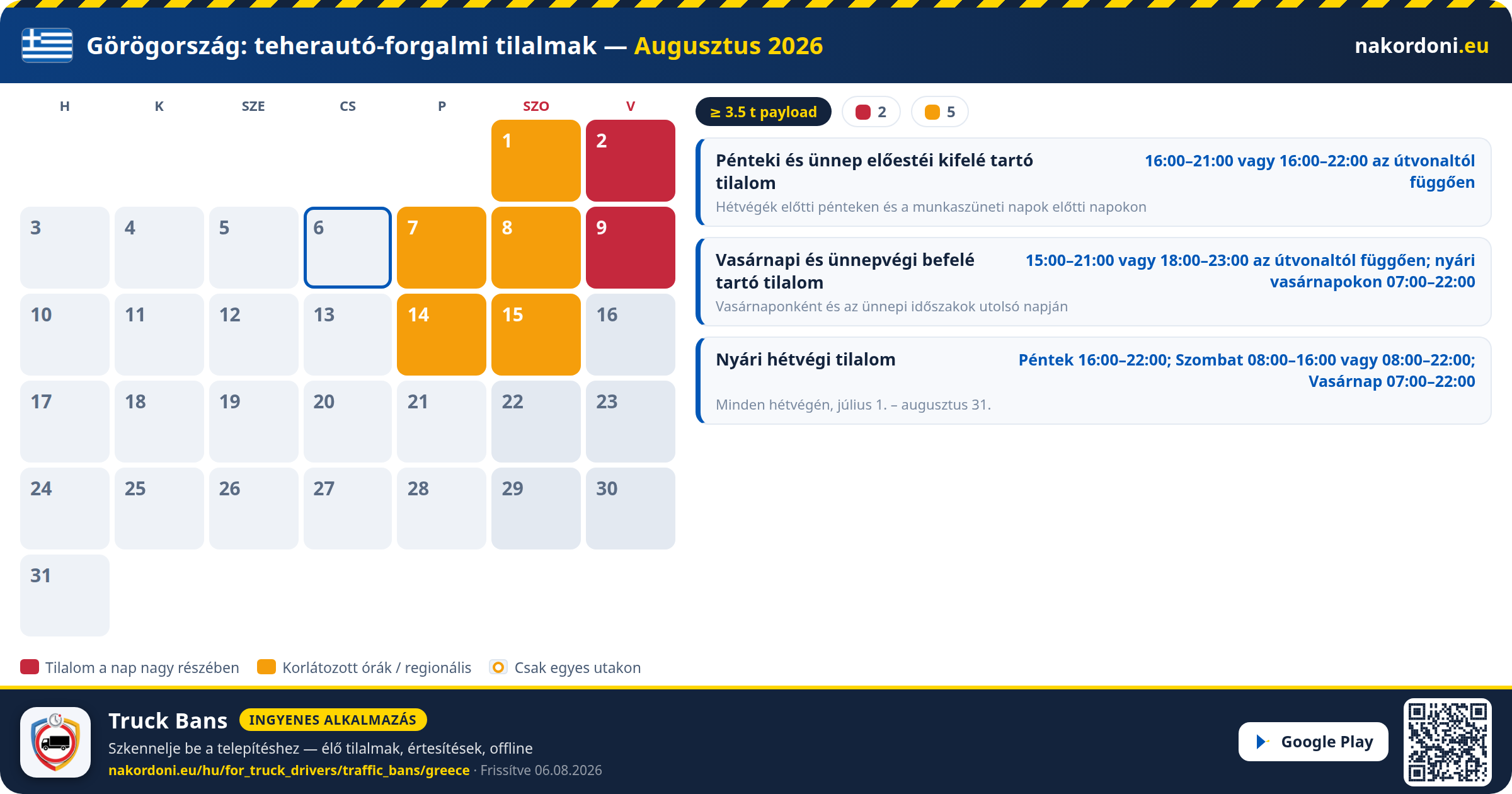 Görögország — Teherautó-forgalmi tilalmak