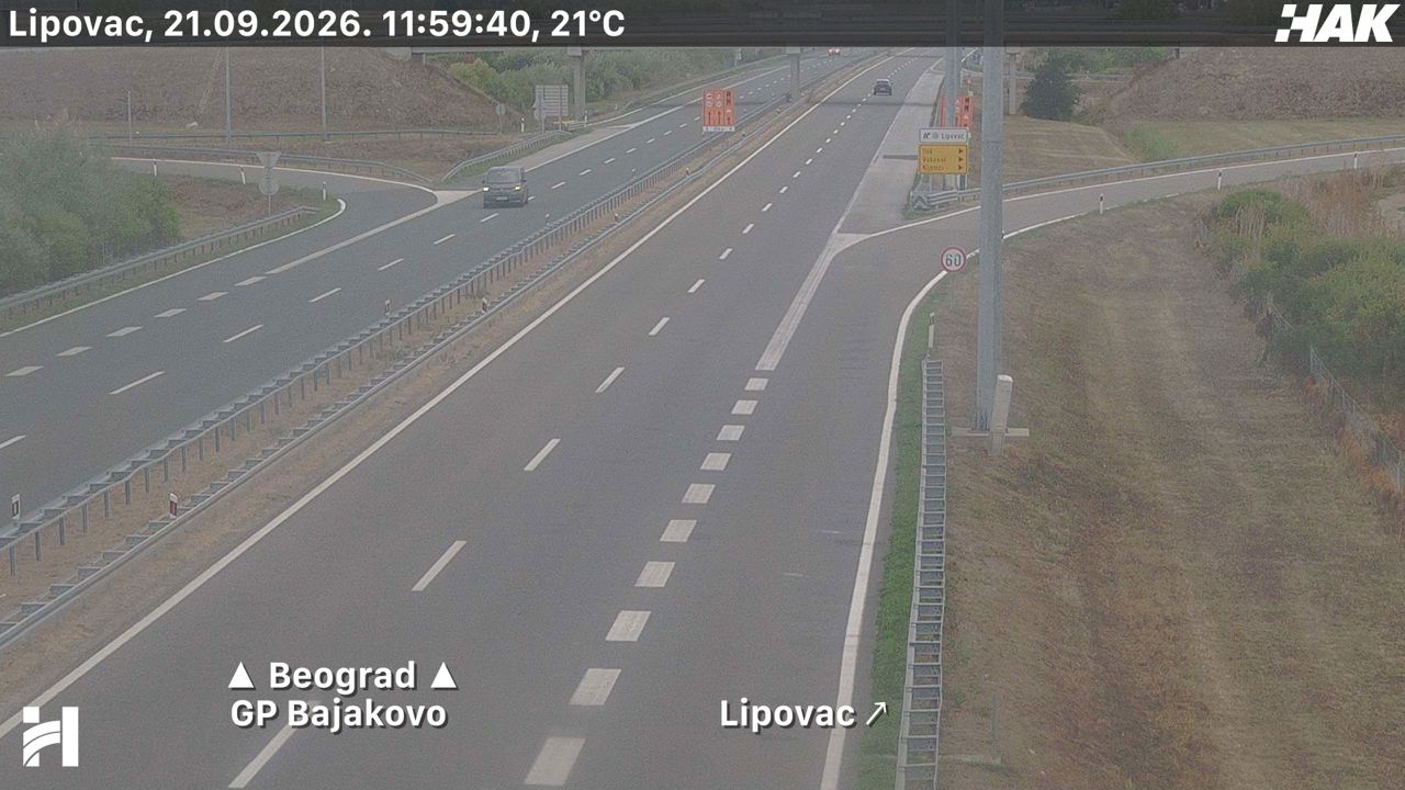 Bajakovo HAK Lipovac approach (Croatia → Serbia) — webcam