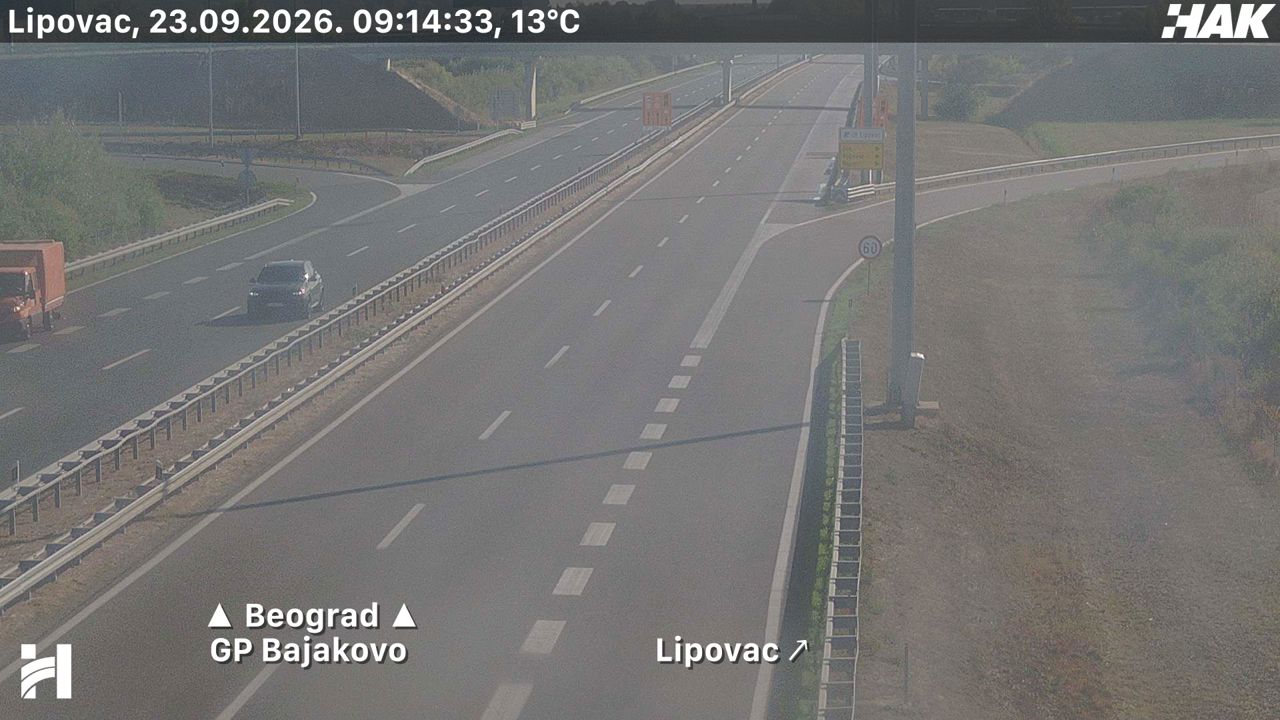Bajakovo HAK Lipovac approach (Croatia → Serbia) — webcam